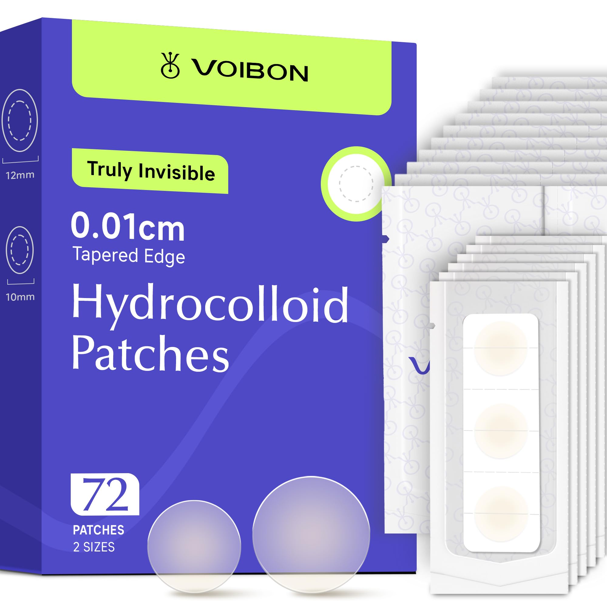 Voibon Pimple Patches For Face, Invisible Hydrocolloid Acne Patches Acne Treatment,Covering Zits & Blemishes in Skin and Face, Zit Patches with Salicylic Acid, FSA HSA Store Eligible Items72 Count