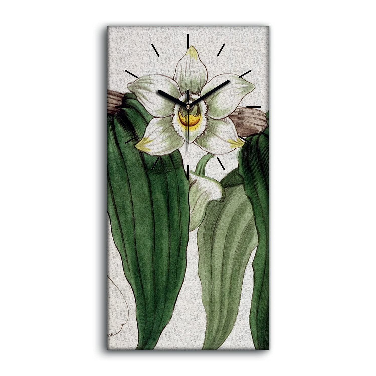 Horloge sur toile orchidée 30x60cm silencieuse pour déco salon moderne