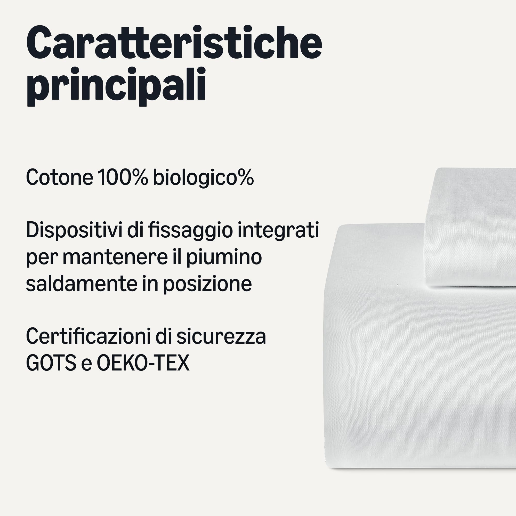 Amazon Basics Set Copripiumino Singolo in Cotone Organico, 2 Pezzi, Copripiumino da 135 x 200 cm e 2 Federe da 50 x 80 cm, Bianco