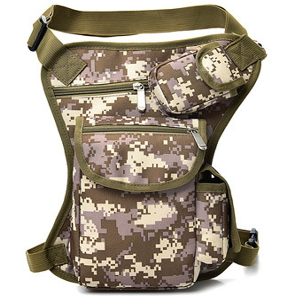 Rullar Canvas Hiking Waist Fanny Pack Tactical Drop Leg Bag Purse Running Waist Belt Hip Bag Outdoors Motorcycle Bike Cycling Pouch Shoulder Bag Camouflage