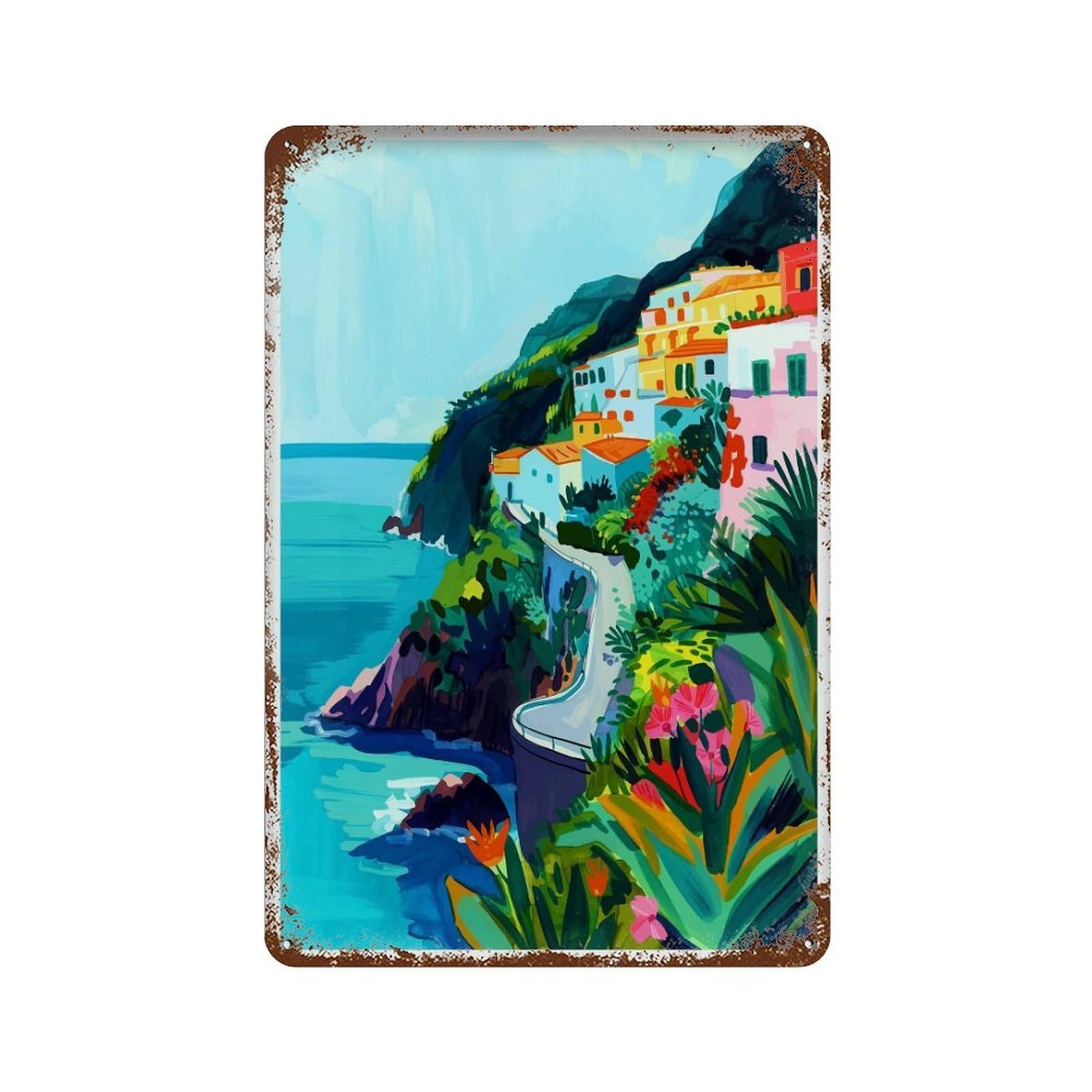 xiaoxiaoshen Amalfi Coast Italy Travel Italian L Wall Decor Art Metal Tin Poster Modern Home Decor Art Home Bar Shop Decorations Vintage Sign 30x20cm