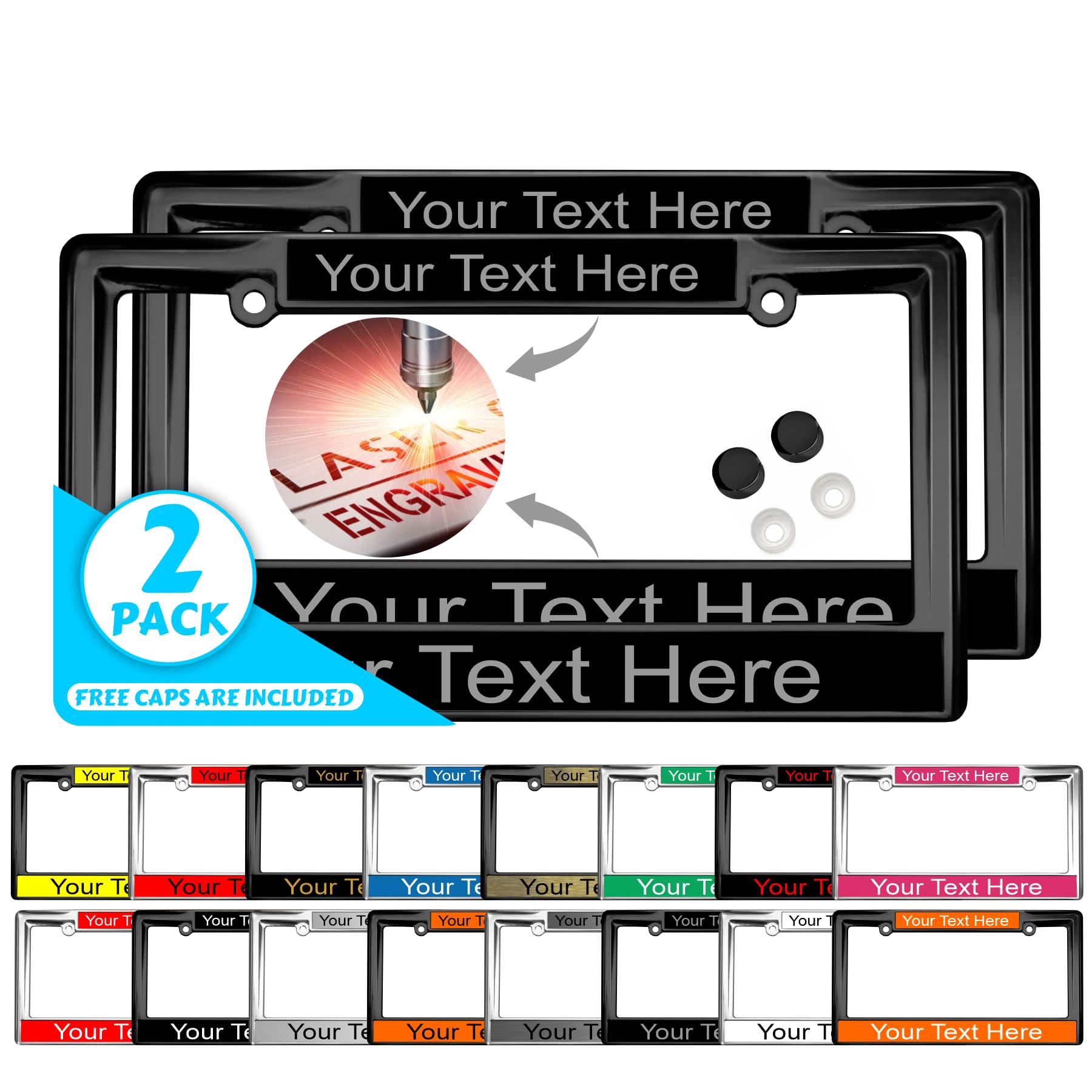 Custom Personalized Heavy Duty Metal Laser Engraved Car License Plate Frame wit - Picture 93 of 113
