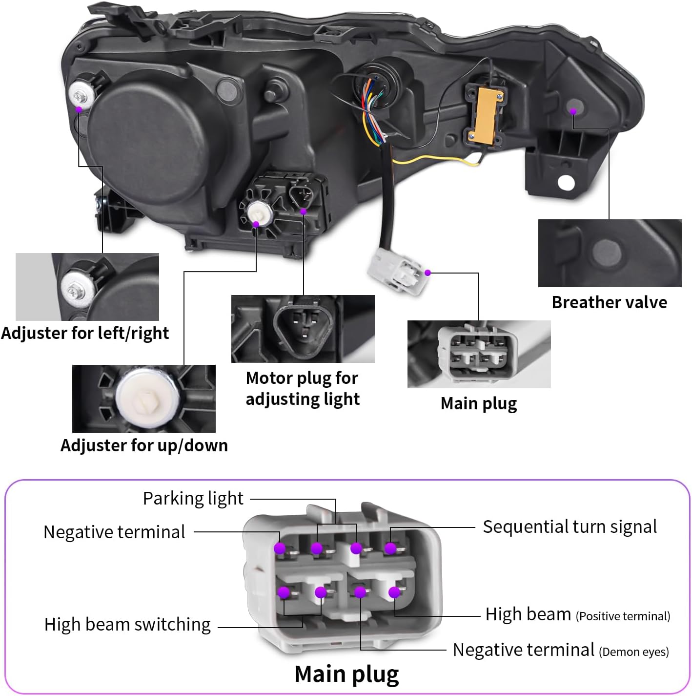 Archaic Headlights Assembly Compatible for Toyota 86 GT86 2012-2021/Subaru BRZ 2013-2021/Scion FR-S 2012-2016, Honeycomb Projector Headlight w Sequential Turn Signal, Plug & Play, Pair
