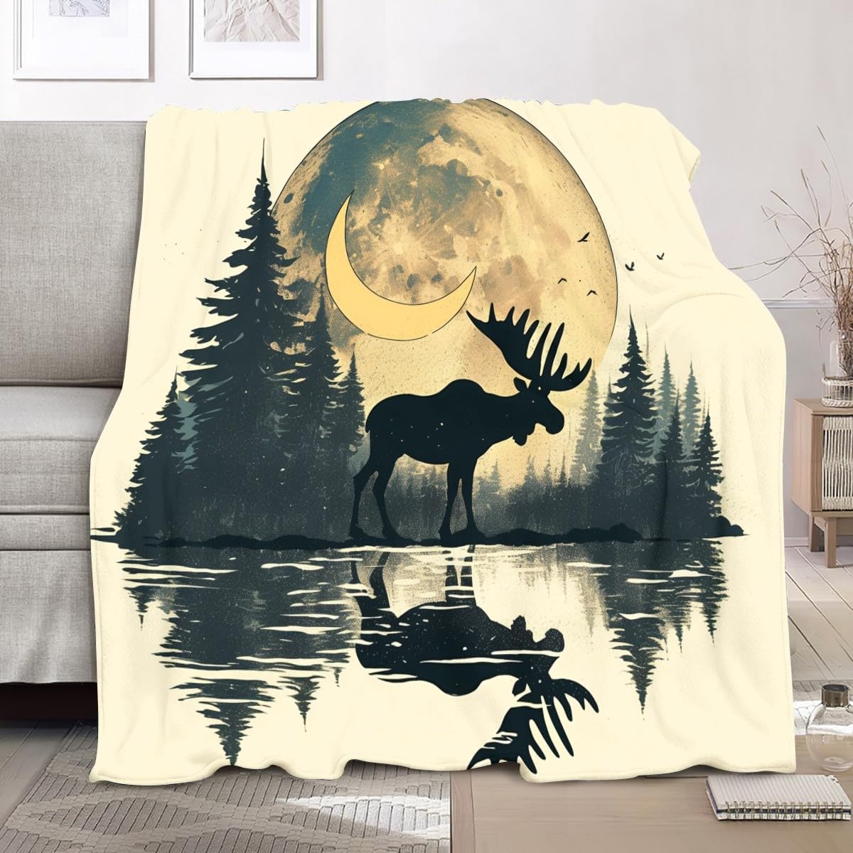 150x200 cm Toutes Les Saisons Plaid Polaire Animaux De La ForêT Naturelle Chaude Légère et Couverture Douillette Canapé/Lit Jaune Couverture Polaire Ultra Douce Cadeau pour garçons Filles