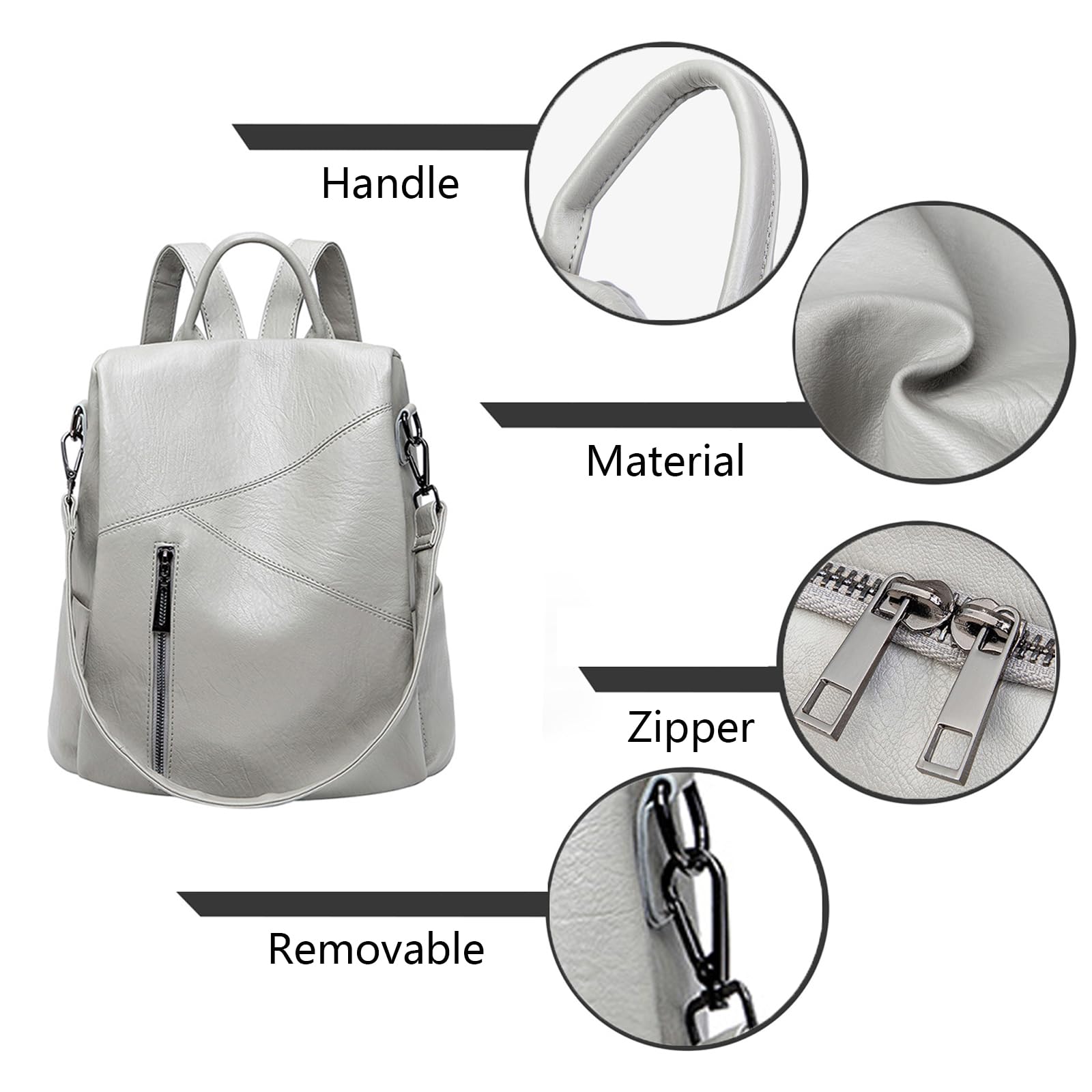 Femme Sacs portés dos Antivol Mode Multifonctionnel Sac à BandoulièRe En Cuir PU VéRitable Mode Dames Sacoche Sacs Marron B