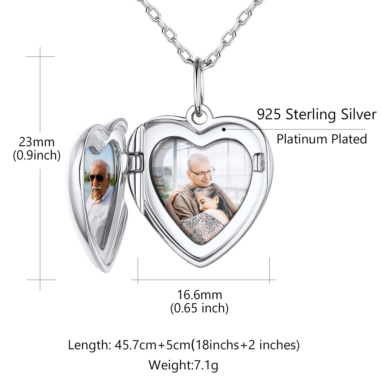 Custom4U Collar Foto Personalizado Mujer Colgante Relicario Guardapelo Plata de Ley 925 Relicario Conmemorativo con Imagen Dentro Arbol de Vida/Ala Angel/Corazón