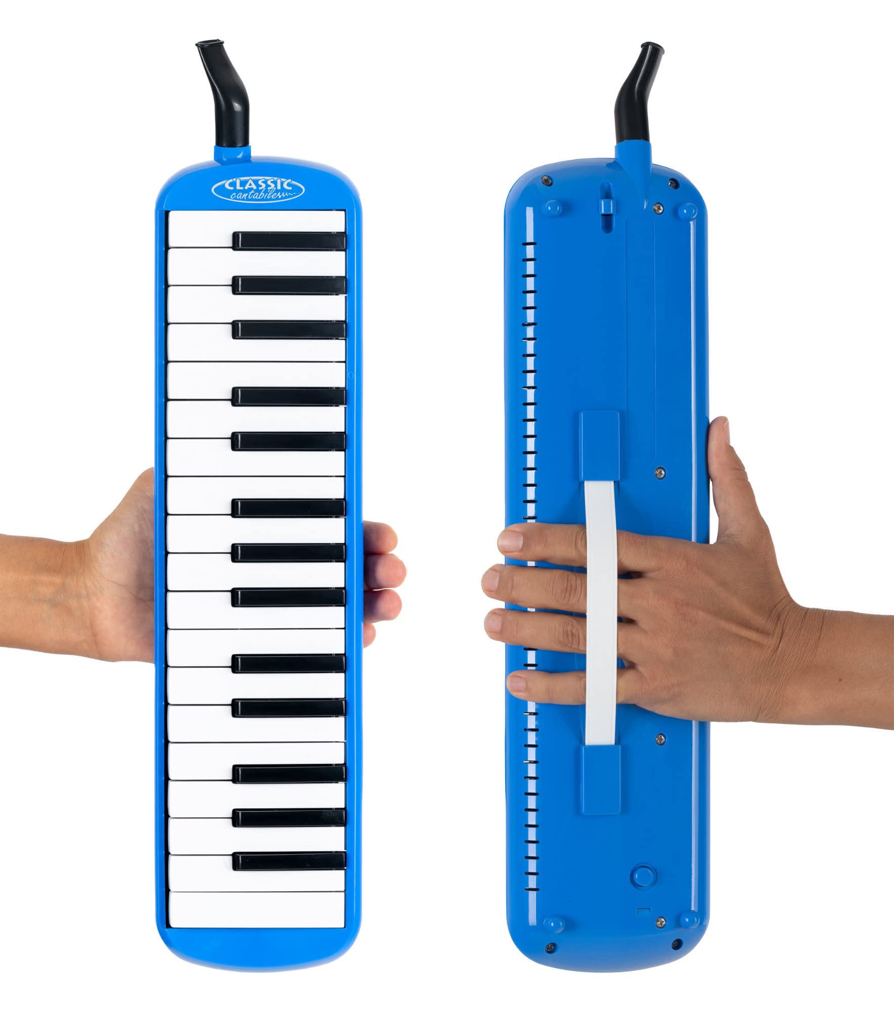 Classic Cantabile FML-32 BU Mélodica 32 touches, tonalité fa-do³, livret 5 chansons enfants, autocollants, étui, embout, tuyau d’air, couleur bleu.