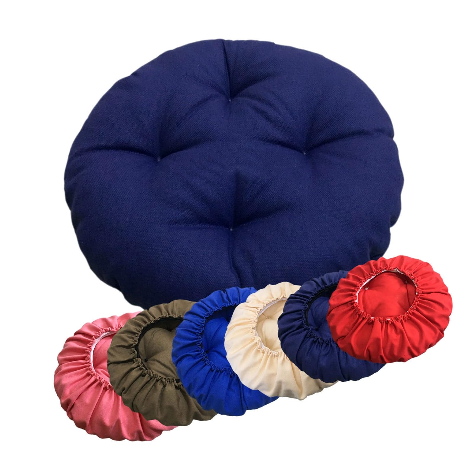 SVFOEBJM Cushion Seat For Round Chair 35/40/45/50cm Chair Cushion Thick Bistro Cushion Pad Chair Seat Pads With Elastic Non Slip(Dark Blue,35cm)