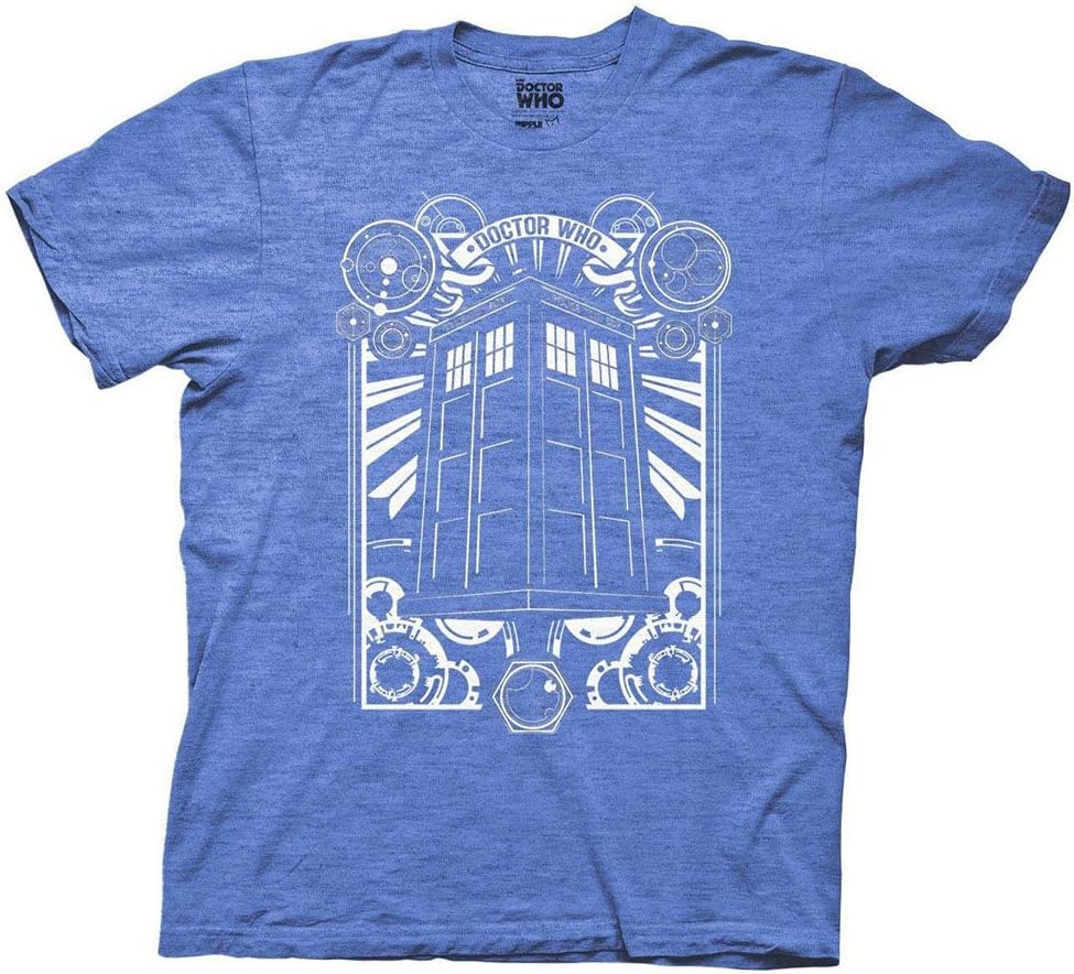 Doctor Who Tardis Art Deco Mens Shirt - Heather Royal (Large)