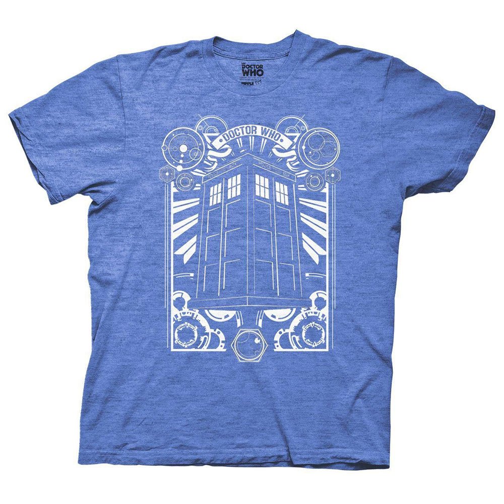 Doctor Who Tardis Art Deco Mens Shirt - Heather Royal (Large)