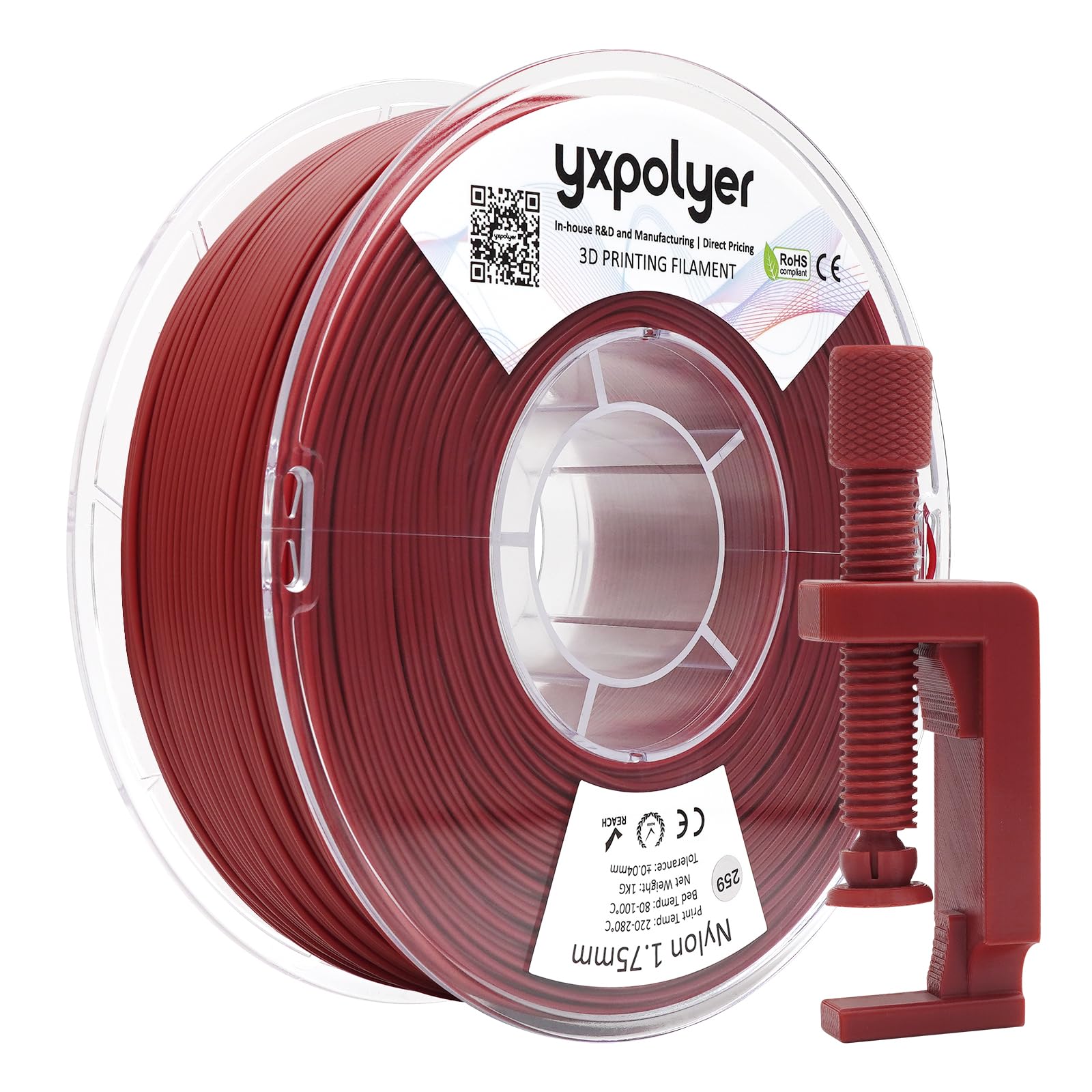 YXPOLYER Filament nylonowy PA6, 1 kg, z odporną na wysoką temperaturę szpulą kompatybilną z AMS, filament do drukowania 3D, szybki Easy PA, 1,75 mm