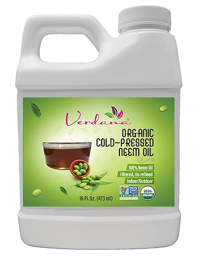 Verdana Aceite de neem orgánico prensado en frío USDA de 16 onzas líquidas sin OMG sin refinar alto contenido de azadirachtina 100 aceite de neem