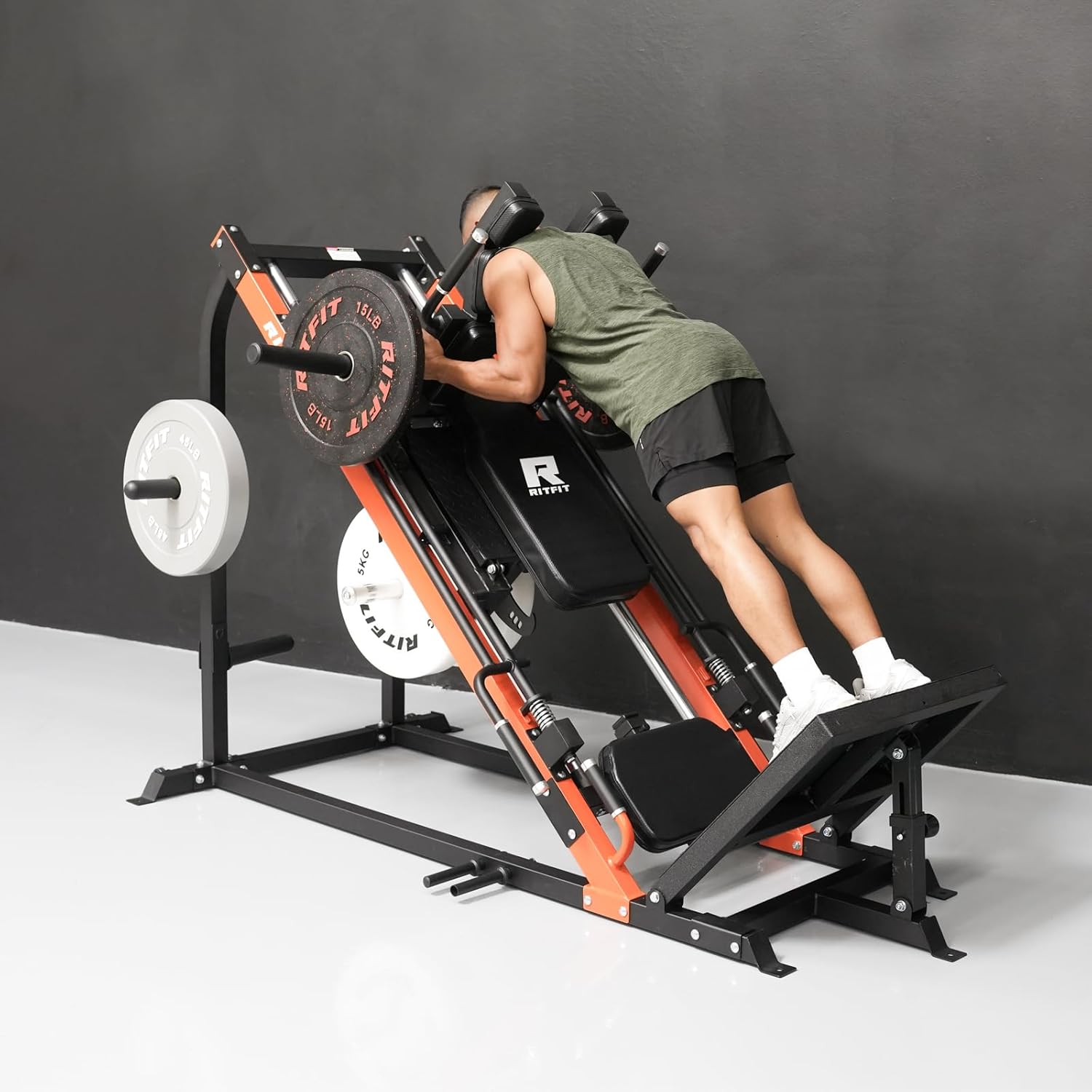 RitFit 3-in-1 Leg Press Hack Squat Machine for Home Gym, 1500LB Capacity, Compact Space-Saving Design with Multiple Hack Squat & Leg Press Angles