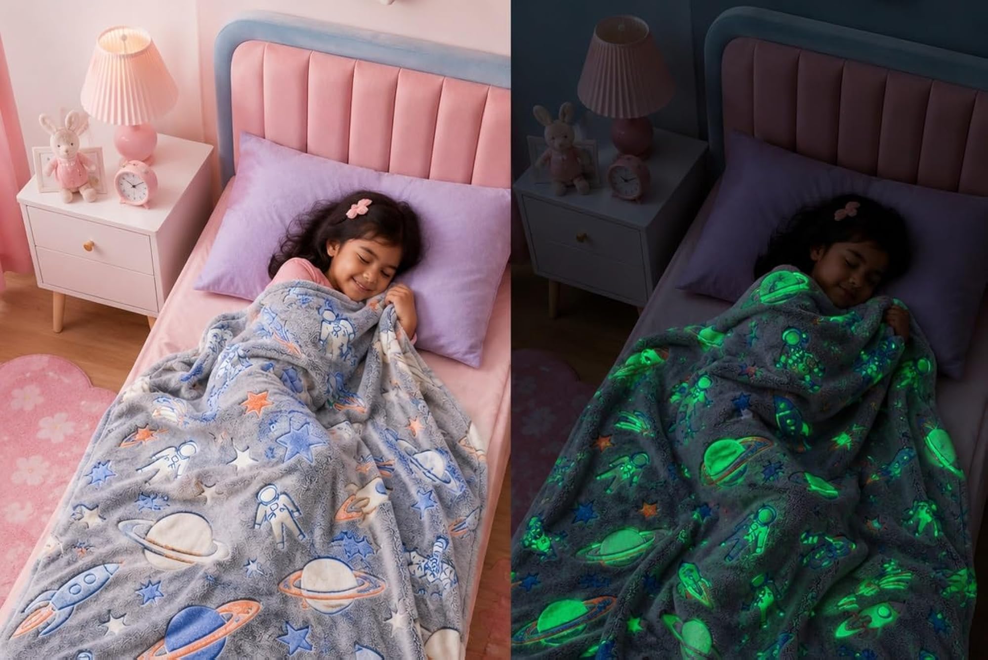 Glow in The Dark Kids Blanket, Soft Flannel