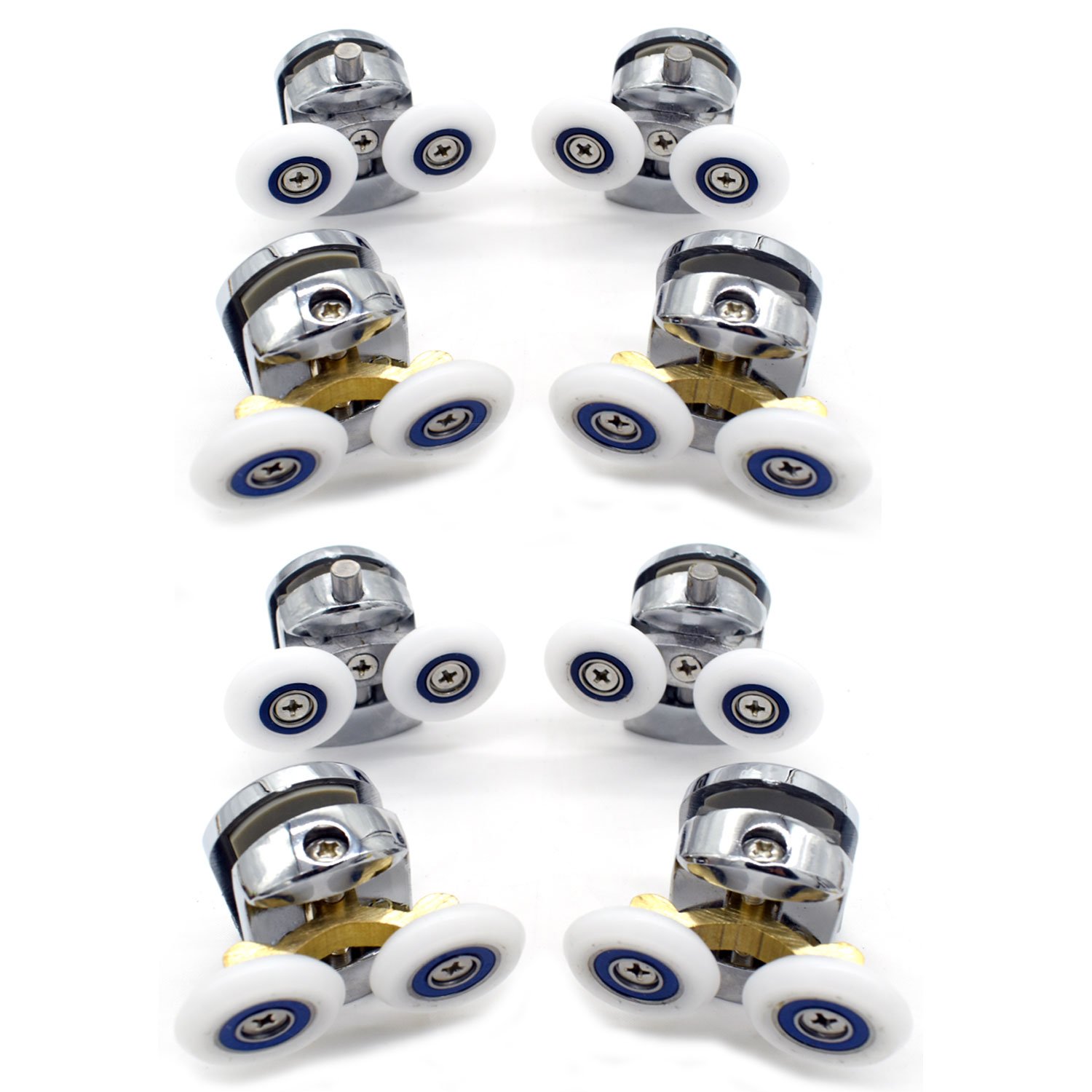 Set da 8 in lega di zinco doppia doccia porta rulli Runners ruote pulegge 25 mm diametro ruota superiore e inferiore per bagno, parti di ricambio