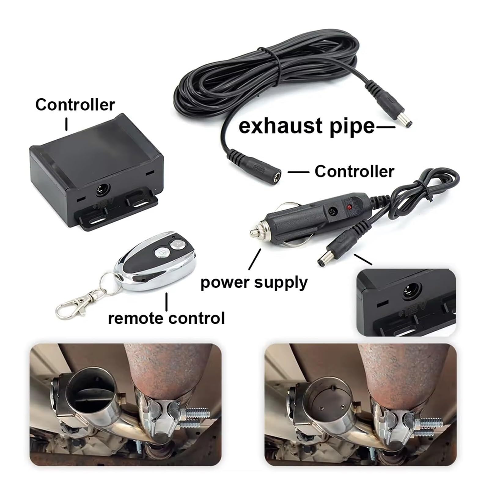 Sistemi de válvula de cierre de escape, tubos de escape de acero inoxidable de 2.0 a 3 pulgadas con control remoto, tubo de válvula doble, kit de silenciador de escape en Y(2.25inch)