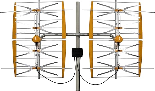 Televes 108381 DATBOSS Mix 8 Bay Dipole Array Powered 4K Ready OTA Antena Hi-VHFUHF 5GLTE Filtrada Multi-Direccional Dual Market, AmarilloPlata