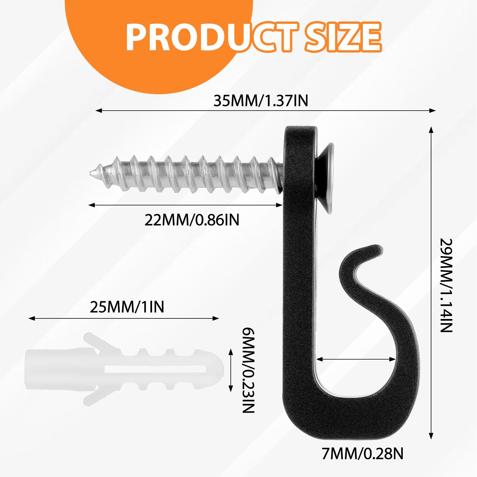 BNPHSIN 50 Pack Screw-in Hooks for Outdoor String Lights Clips Q-Hanger Hooks Heavy Duty Cable Clip Hook for Hanging String Lights Plants Indoor and Garage New Year Party - Image 2