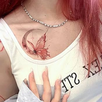 Amazon.co.jp: タトゥーシール 蝶 2週間で消えるタトゥー 5点セット