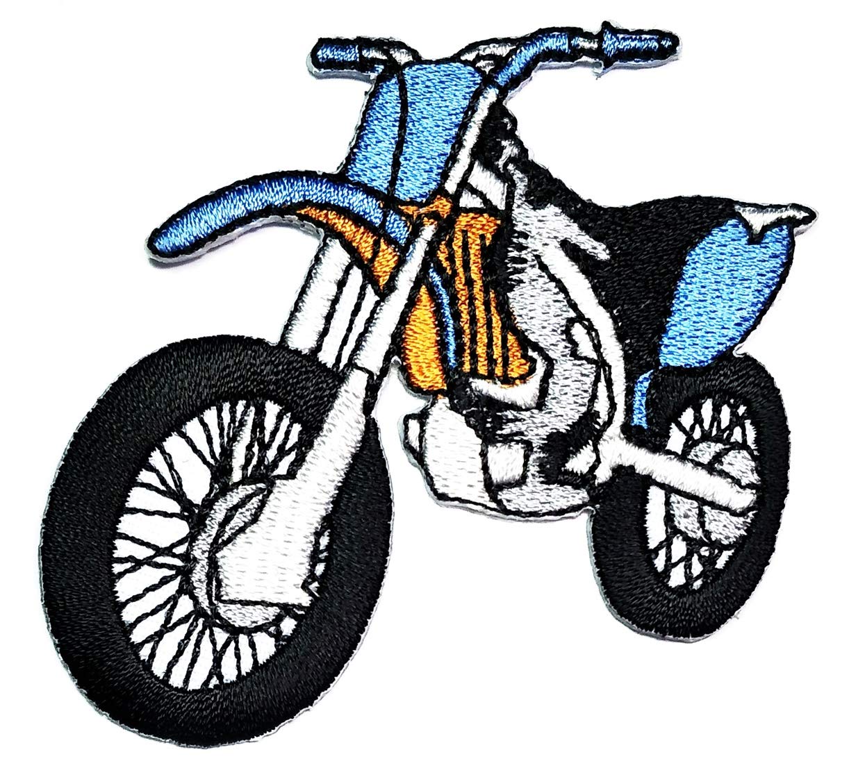 PARITA Blue Motorbike Motorcycle Sports Bikers Off Road Cartoon Patch Embroidered Iron on Patch Applique Sticker for Men Women Boys Girls Clothes Jeans T-Shirt Hat Backpacks