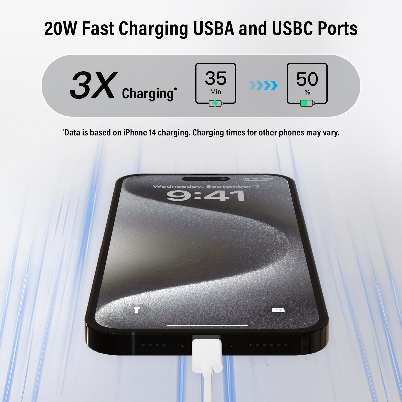BSEED Enchufe Pared con 20W USB y Tipo C,Enchufe USB C de Cristal,Carga Rápida,3 en 1，Fácil Instalación,1 Enchufe,86mm Blanco — view 3