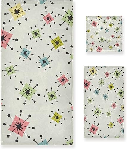 Miniatura 7 de Juego de 3 toallas de baño color naranja y gris, diseño abstracto y moderno, diseño de graffiti blanco y gris, 1 toalla de baño, 1 toalla de mano, 1