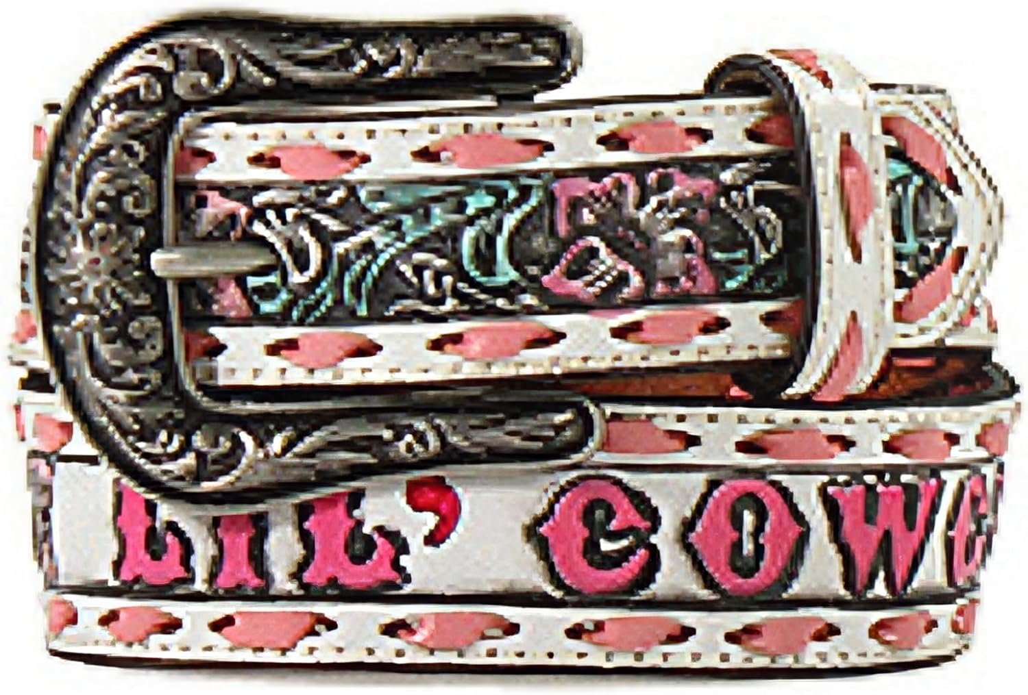 Angel Ranch Girl's Belt with Lil Cowgirl Wording and Floral Engraved Buckle