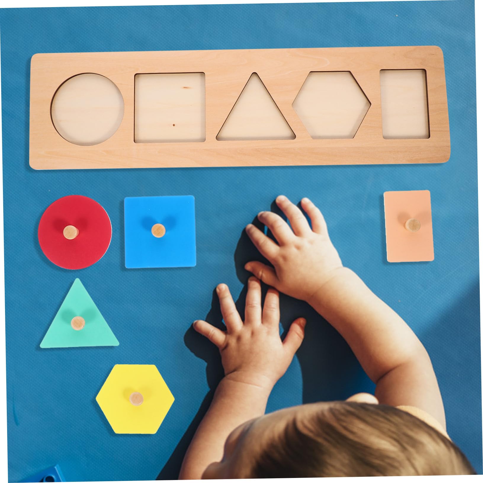 WOONEKY Juguete Educativo Montessori Paneles Geométricos de Madera para Pequeños de Rompecabezas de Bloques de Madera para Desarrollo Cognitivo y Reconocimiento de Colores