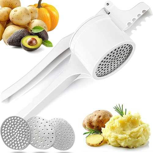 Spaetzle Maker Press - Máquina de cortar papas con 3 discos intercambiables, mango de gran capacidad que ahorra mano de obra, ideal para puré de