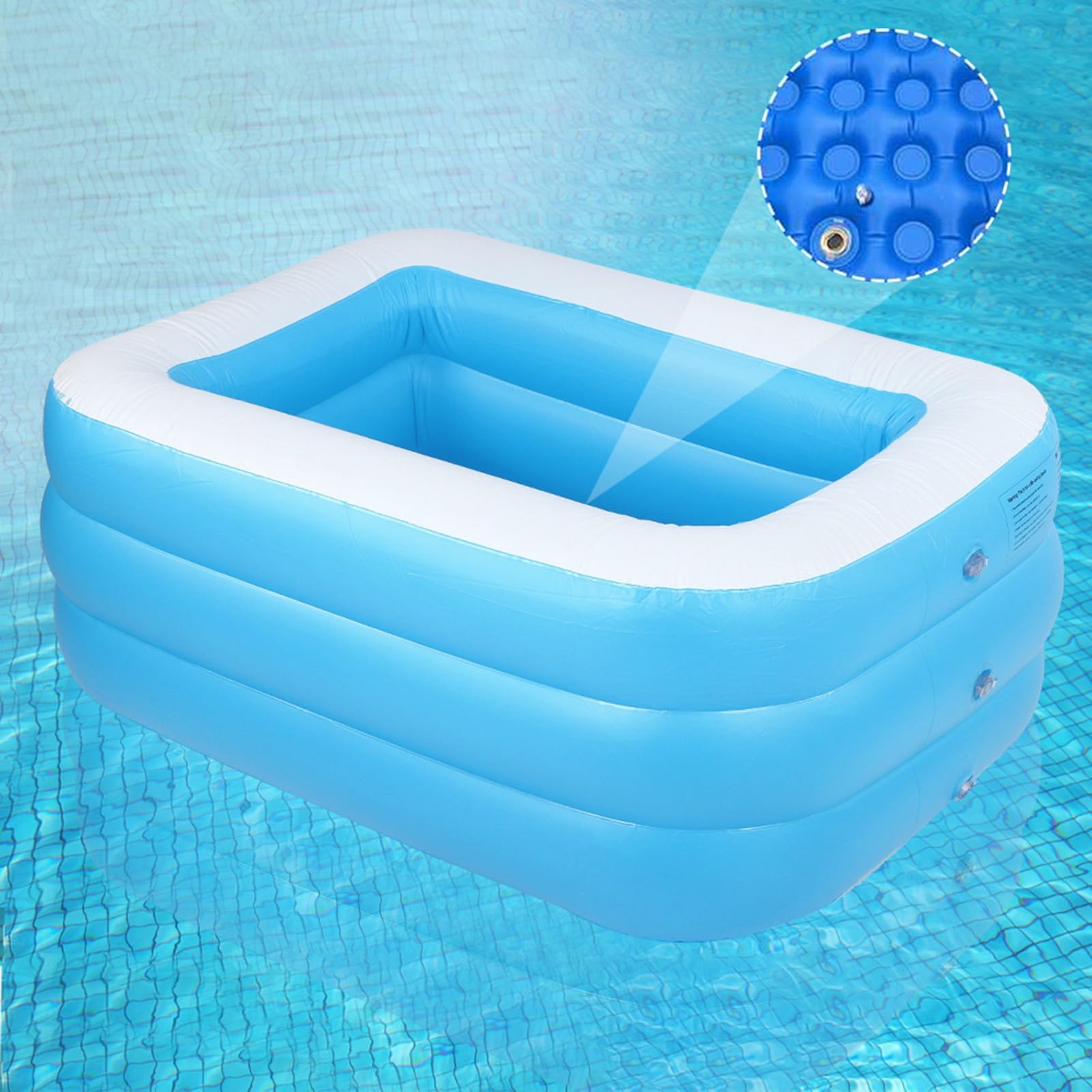 Piscina Inflable para Niños Piscina Infantil Cuadrada de Gran Tamaño para Divertirse Bañarse en Casa Ideal para Niños Material de PVC 130x92x50 Cm (#1)