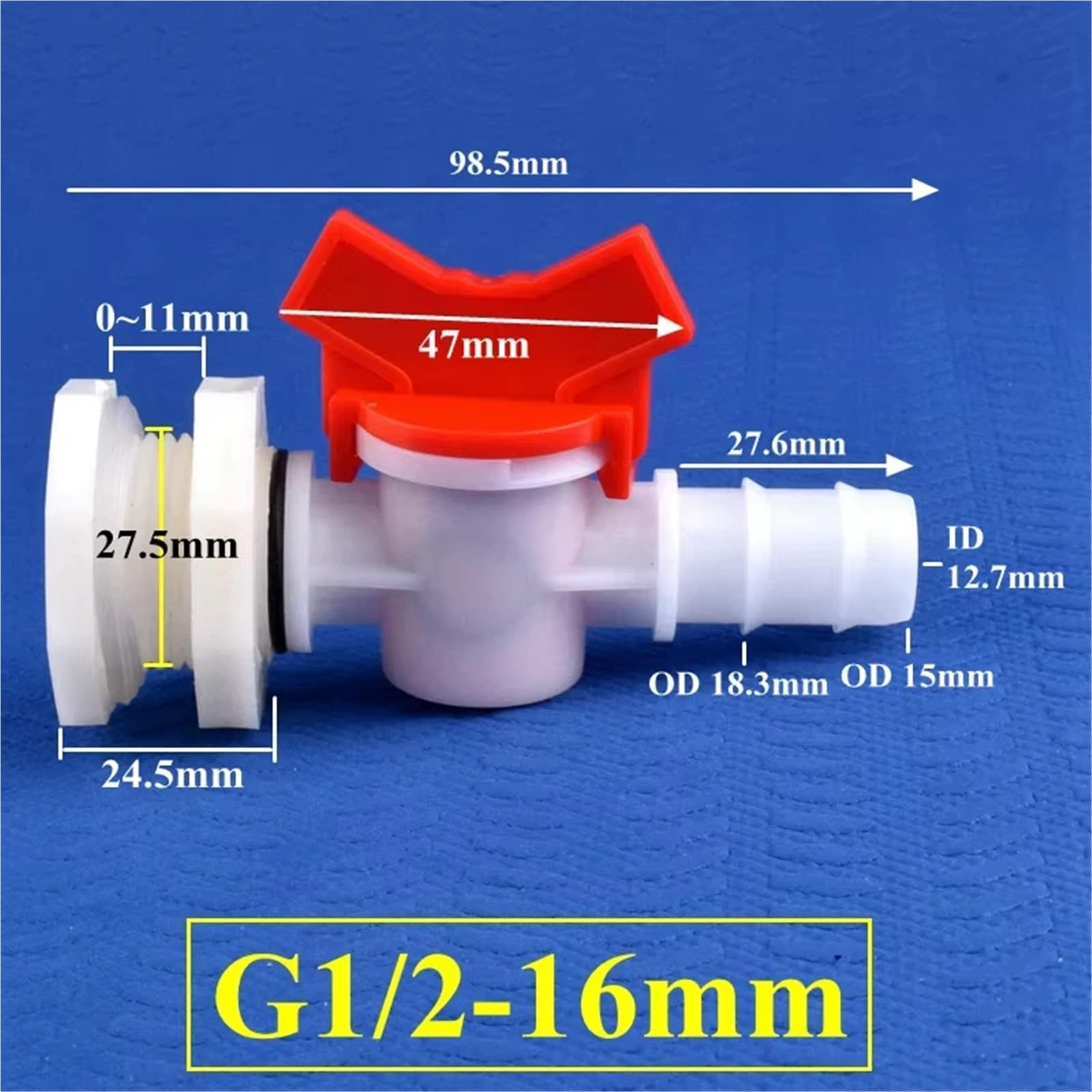 Juego de 20 Conectores de válvula de Bola G1/2 a 4~20 mm for Tanque de Agua, Juego de filtros for Acuario, riego de jardín, Juntas de Manguera for Piscina, 20 Unidades(G1I2-16mm)