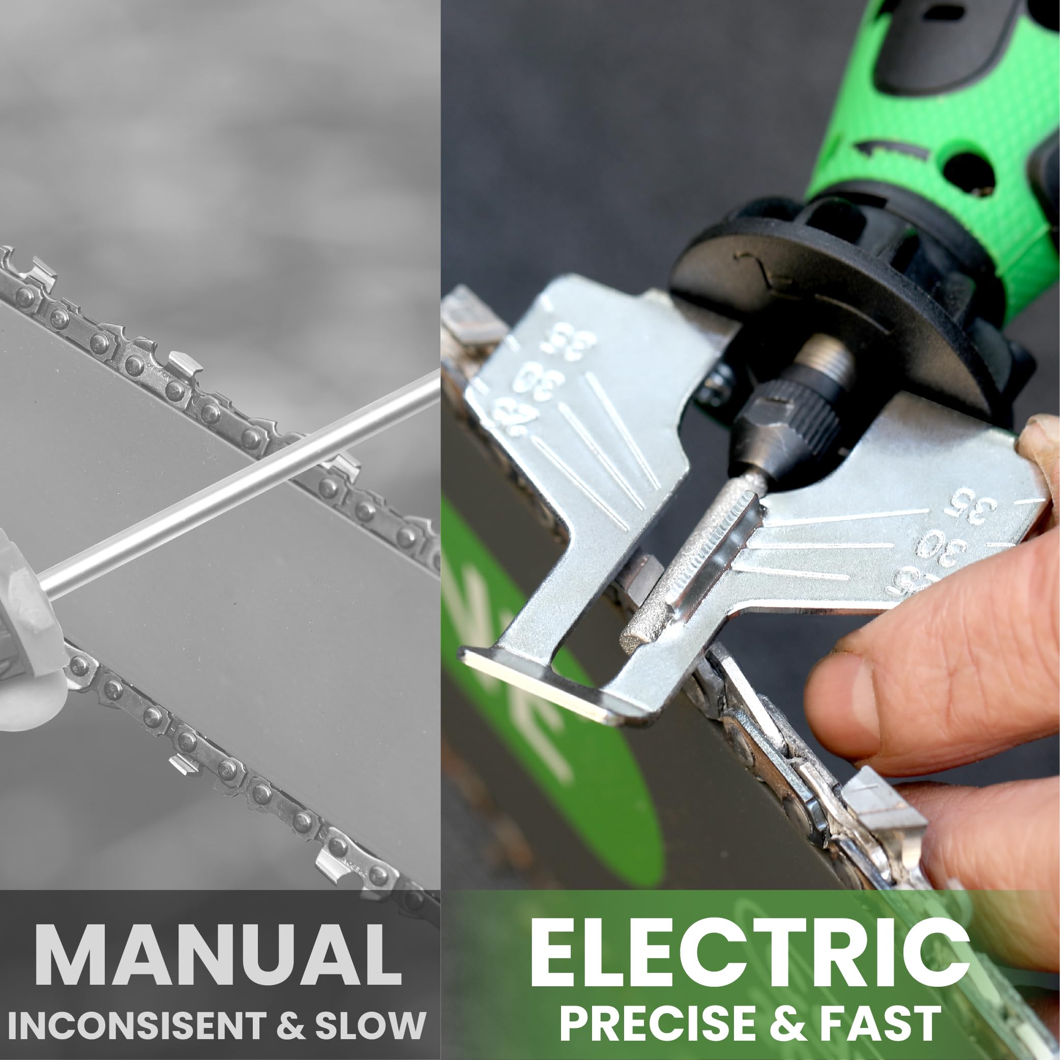 Chainsaw Sharpener 12V Cordless Kit – Includes 9 Diamond Bits, Angle ...