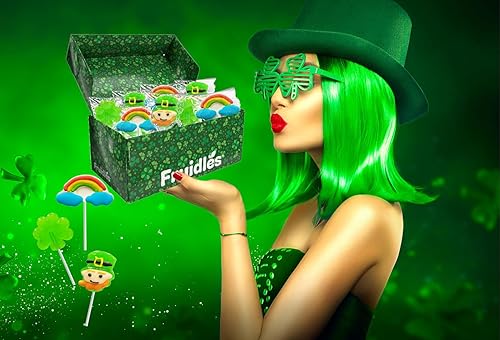 Miniatura 3 de Lollipops del día de San Patricio, leprechaun, trébol verde y chupitos de piruleta arco iris, caja de regalo para fiesta, envuelta individualmente