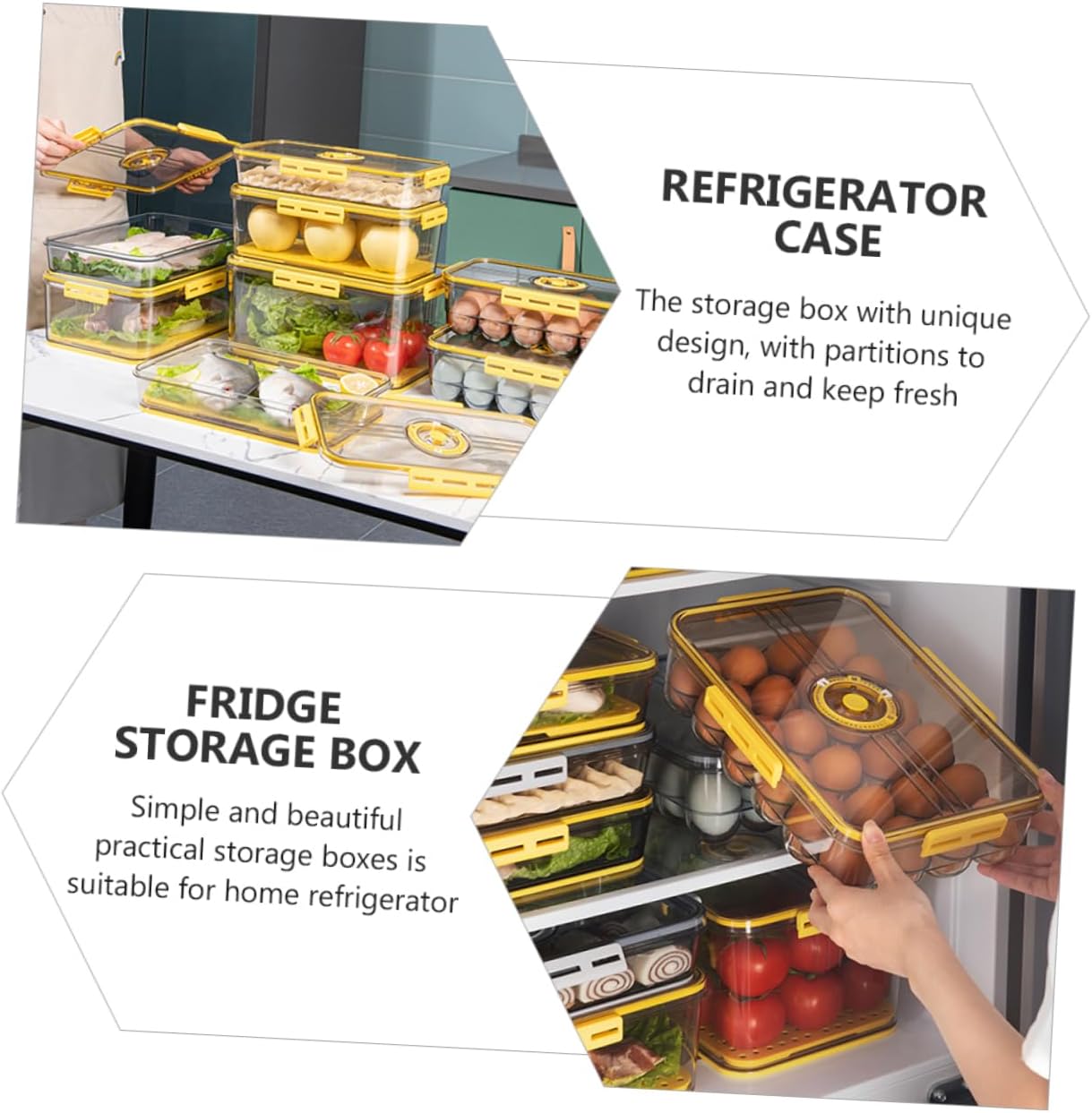 PET Freezer Storage Box with Lid Airtight Refrigerator Container for Fruits and Vegetables Food Storage Organizer for Fridge