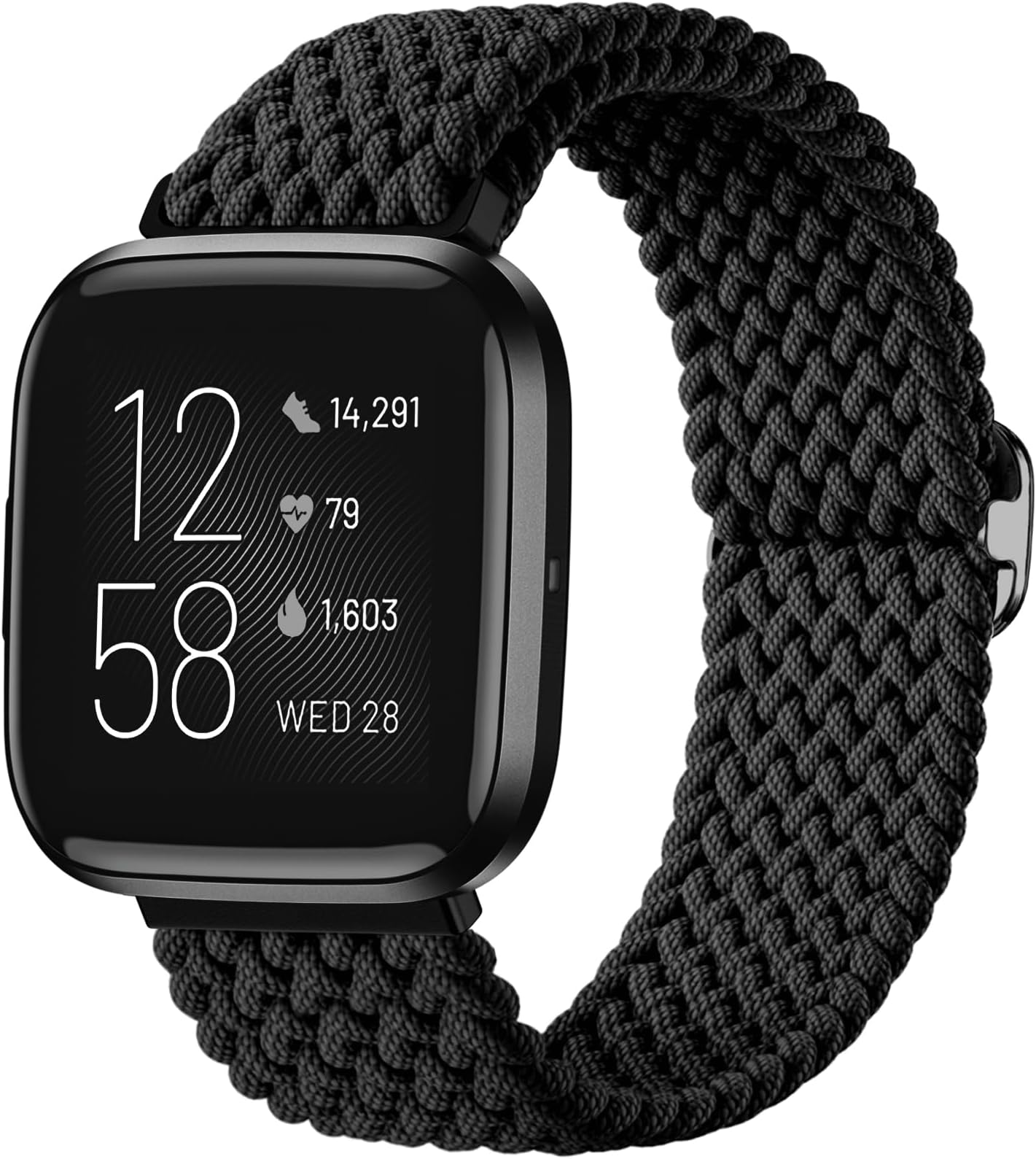 Maledan Compatible with Fitbit Versa 2 Bands and Fitbit Versa Bands for Women Men, Braided Stretchy Bracelet Replacement Wrist Bands for Fitbit Versa 2/ Versa Lite/Versa SE/Versa Strap Accessories