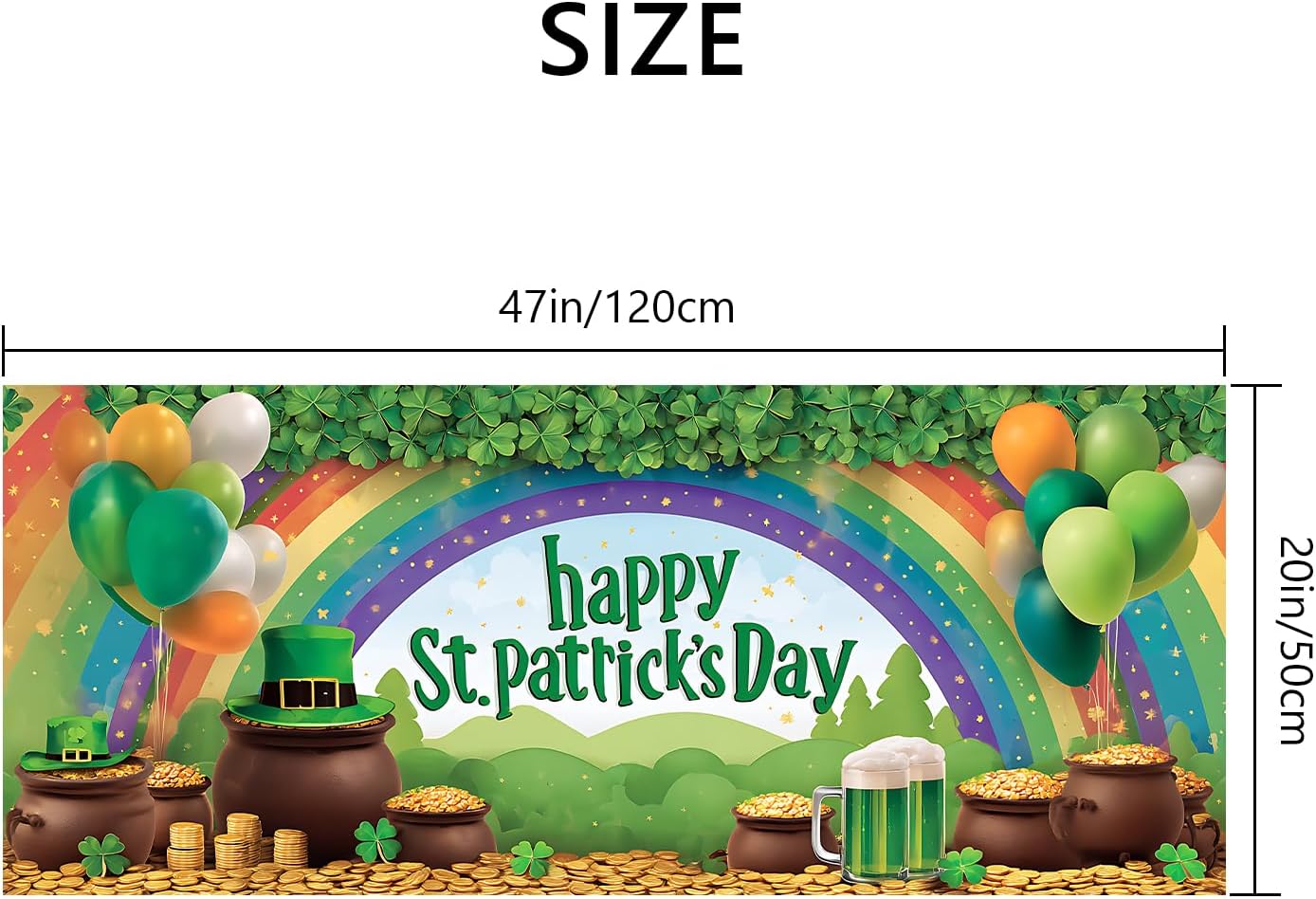 St. Patrick's Day Runner Rug 20x47 inch, Non-Slip Waterproof Laundry Room Rug Kitchen Runner with Festive Designs,Outdoor Indoor Entryway Floor Mat Home Decor (Rainbow, 20x47 inch)