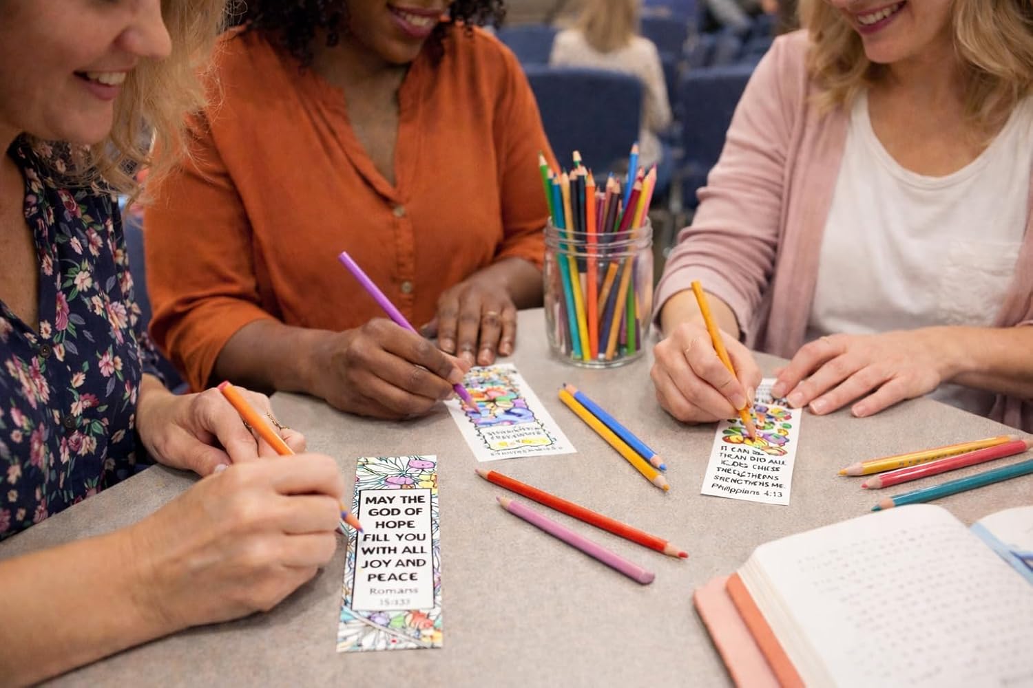 100 Premium Christian Coloring Bookmarks, Uncoated, Made iin USA, Bible Verse Bulk Pack for Women’s Ministry
