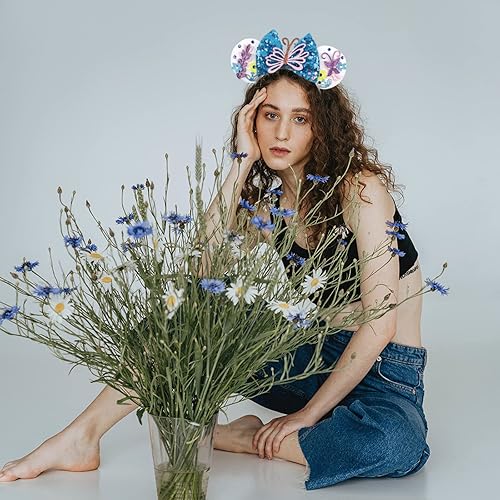 Miniatura 2 de FACHPINT Orejas de ratón, orejas de ratón para mujeres, orejas de ratón para niñas, orejas de hada de flores para vacaciones, parque temático,
