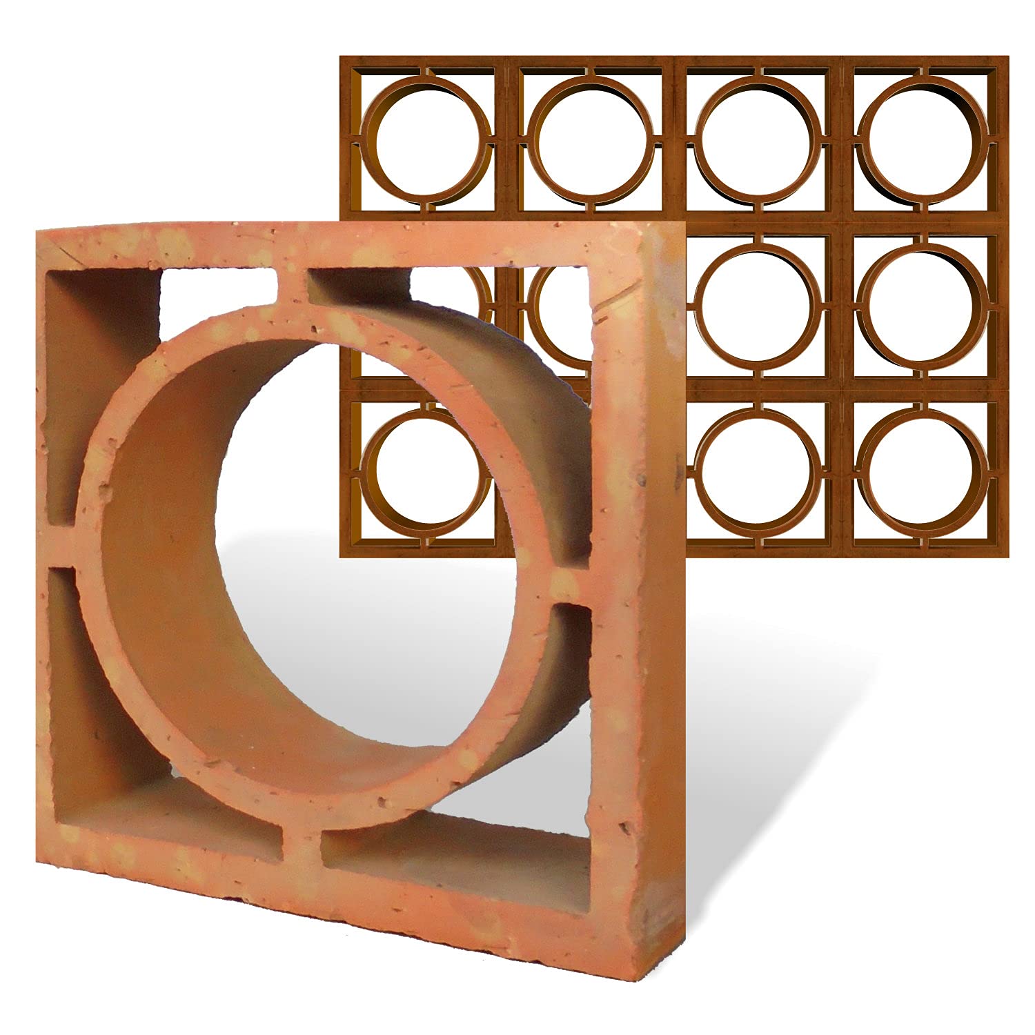 Terracota Breezeblocks – Ladrillo moldeable con adorno (ladrillo moldeado, círculo, 50, BE)