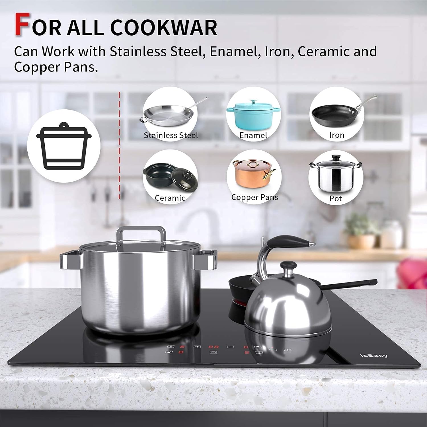 Piastra di cottura in vetroceramica elettrica (6600 W, 3 fuochi, 60 cm, da incasso, automatica, touch, timer, vetro-ceramica) -3 zone Piastra di cottura in vetroceramica elettrica (6600 W, 3 fuochi, 60 cm, da incasso, automatica, touch, timer, vetro-ceramica) -3 zone