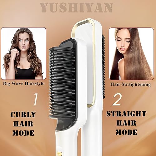 Miniatura 6 de Peine alisador de cabello de iones negativos de 110 V, peine alisador de cabello 2 en 1 y peine rizador para cabello seco y cabello húmedo,