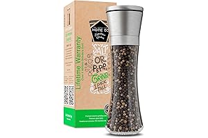 HOME EC Pepper Grinder - Stainless Steel and Glass Salt Mill or Pepper Mill