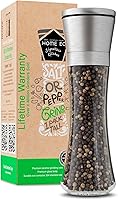 HOME EC Stainless Steel Adjustable Salt Pepper Grinder - Ceramic Mechanism, Tall Glass Body, EBook - 1 Pack