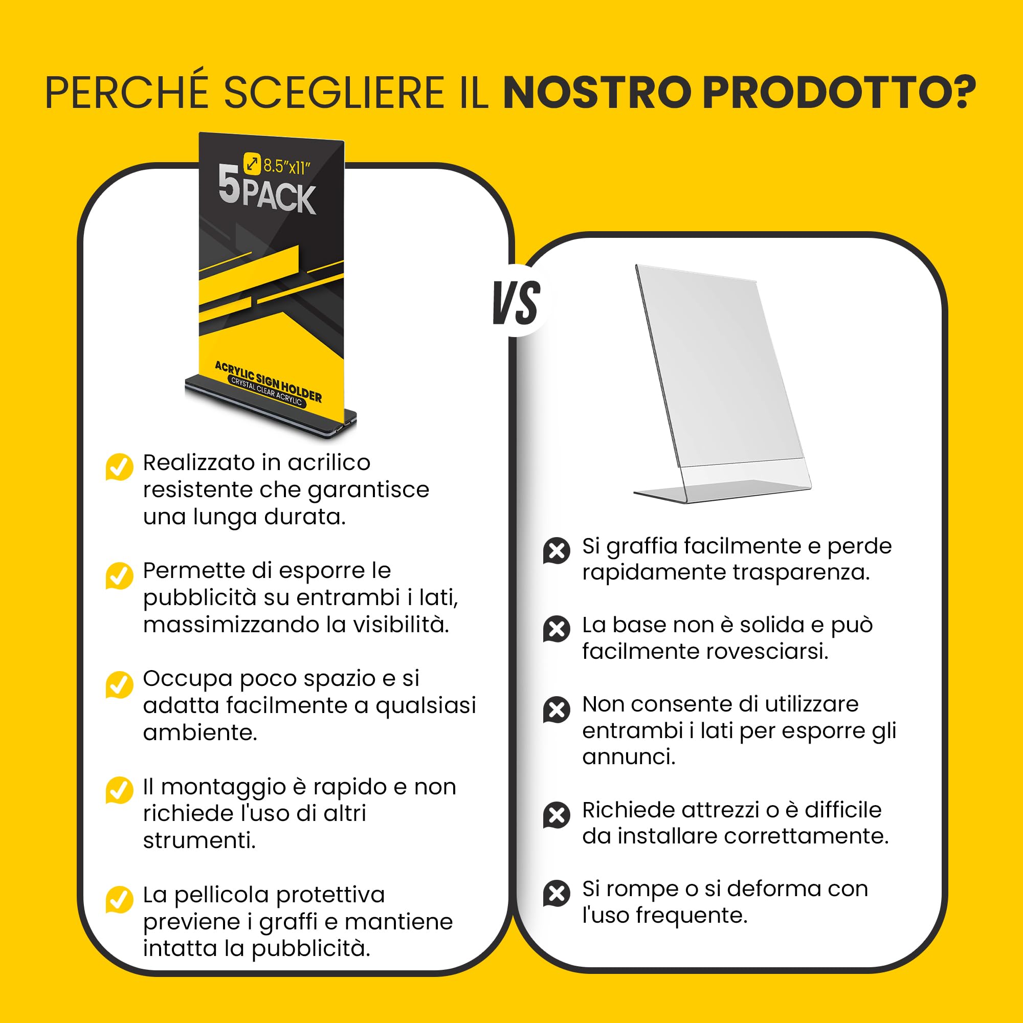 GOYAPRINT Portacartello in Acrilico A4 Pack 10 per Menu e Pubblicità - Espositore Trasparente da Tavolo per Cartelli, Brochure e Volantini - Porta Menu per Ristoranti, Uffici, Hotel ed Eventi (10, A4)