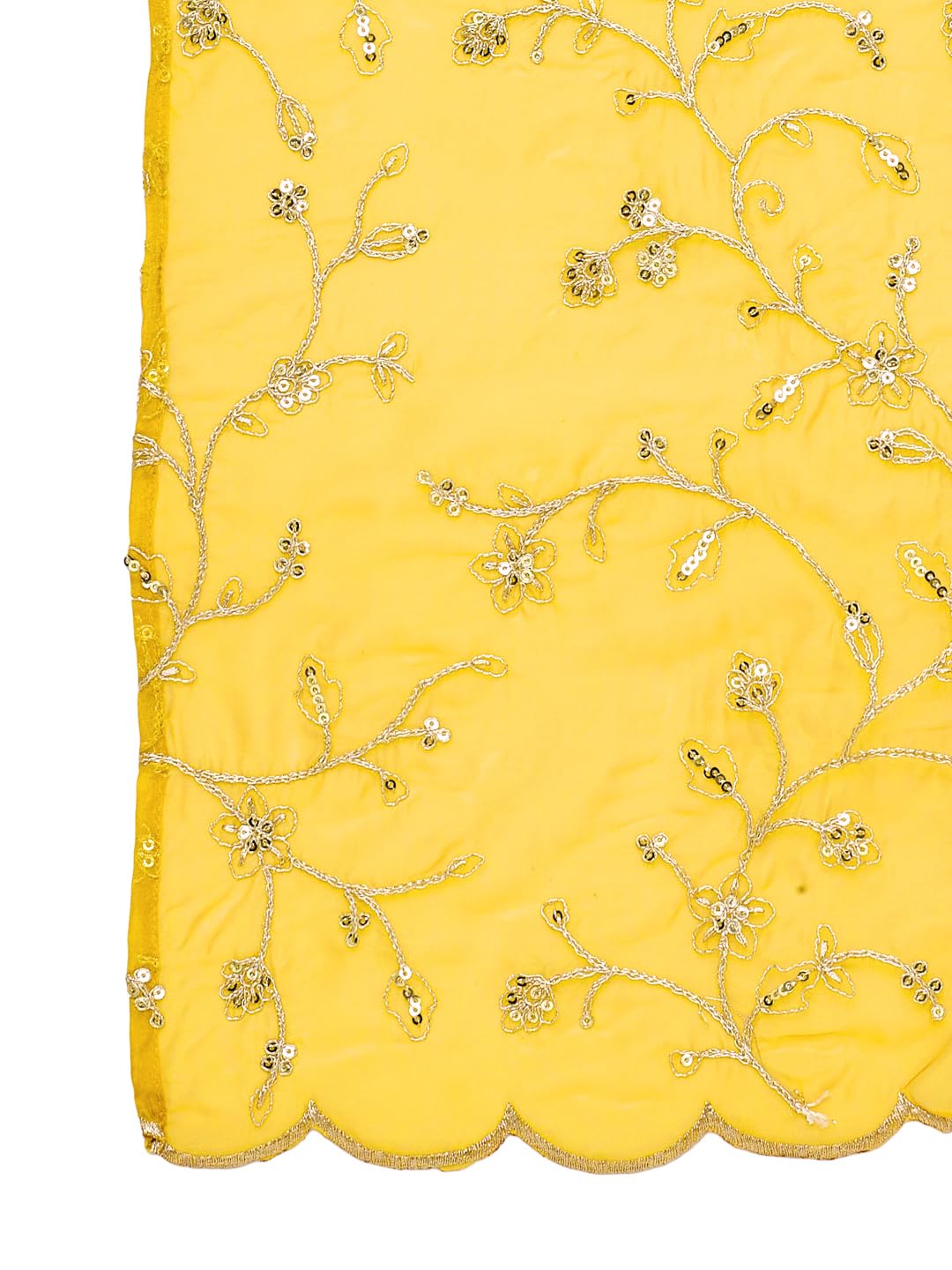 MOKOSH Women's Embroidered Mustard Anarkali and Pant with Dupatta Set-471-02-L - Image 6 thumbnail