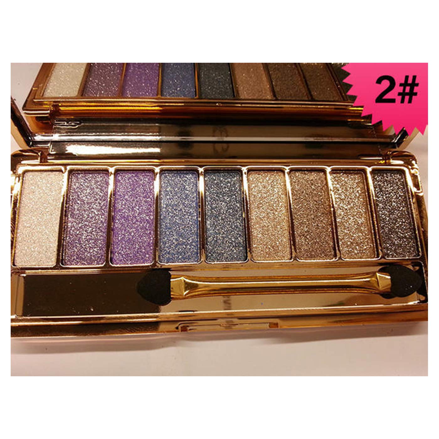 DISAAR Beauty 9 Colors Glitter Eyeshadow Eye Shadow Palette & Makeup Cosmetic Brush Set NEW (#02)
