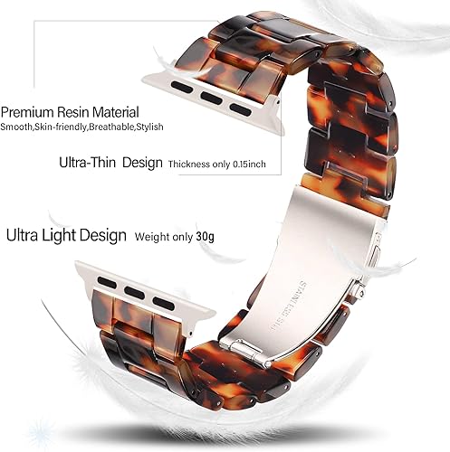 Miniatura 2 de HOPO Compatible con Apple Watch Band Series Ultra1110987, pulsera de resina fina, moderna, ligera, repuesto para iWatch Series 654321SE para mujeres