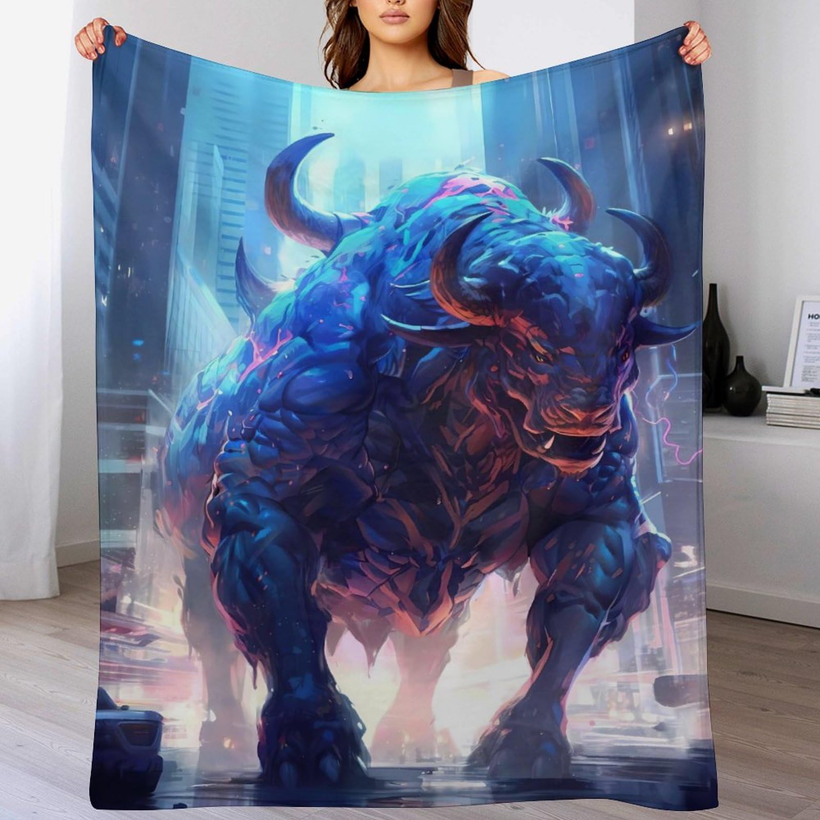 Couverture super douce et moelleuse Taureau 100x130cm contre le froid du soir au salon