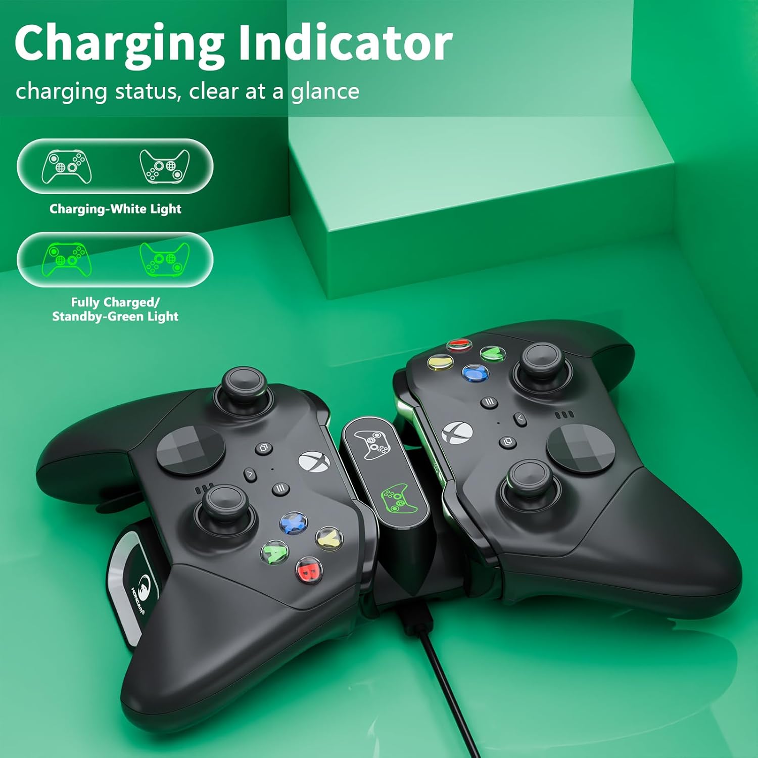Controller Charger Station for Xbox One/Series X/S/Elite with 2 x 1200 mAh Rechargeable Battery Packs, Dual Charging Dock Stand for Xbox Controller Battery with 4 Battery Covers