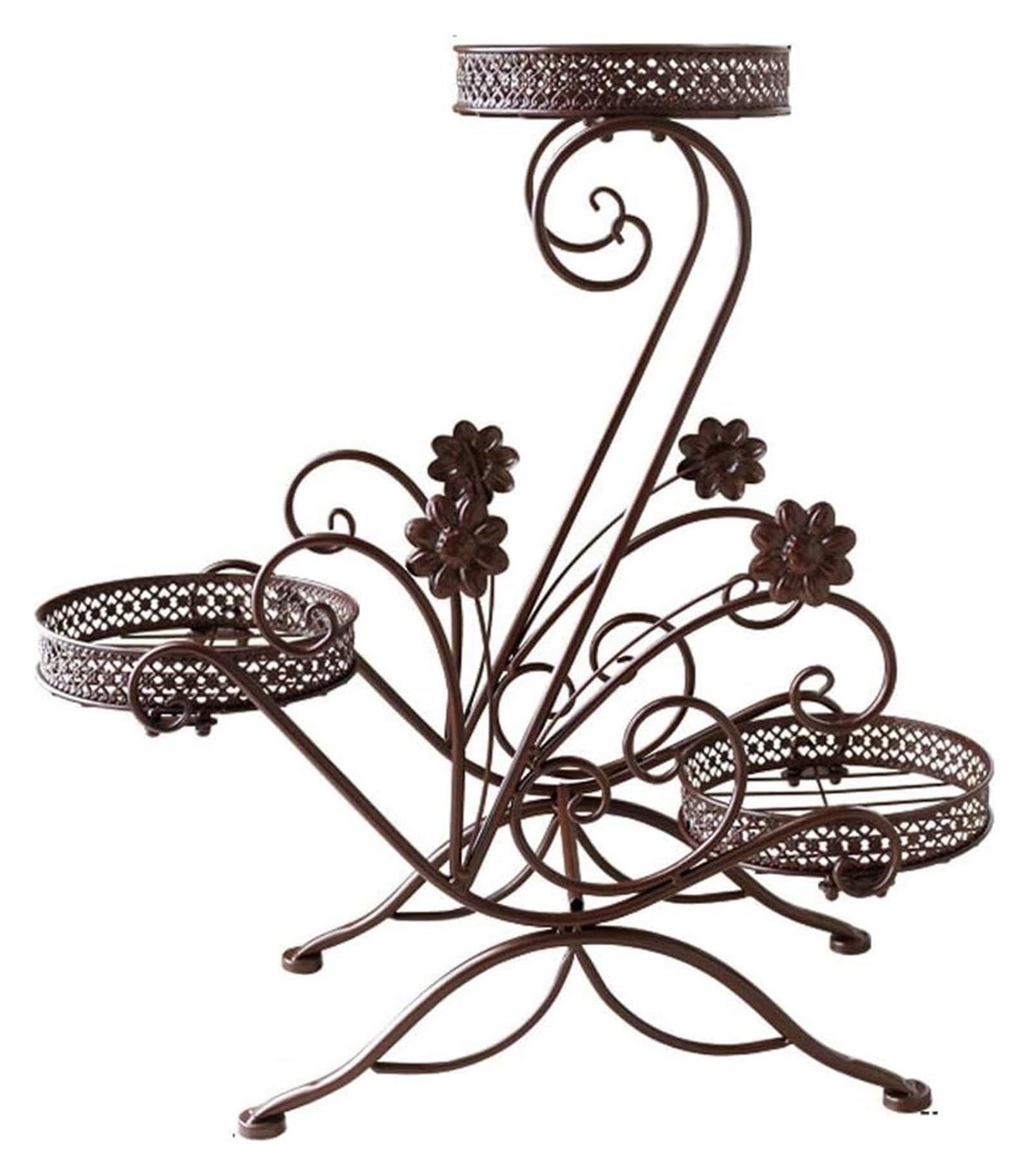 Stojak na kwiaty, metalowy stojak na kwiaty, regał wystawowy bonsai, wydrążony regał, regał magazynowy, uchwyt na doniczki, 3-stopniowy taras ogrodowy